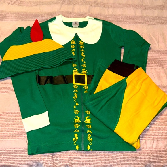 Kids Warner Bros™ Discovery Buddy the Elf Costume Long John Pajamas Set and hat - Picture 1 of 8
